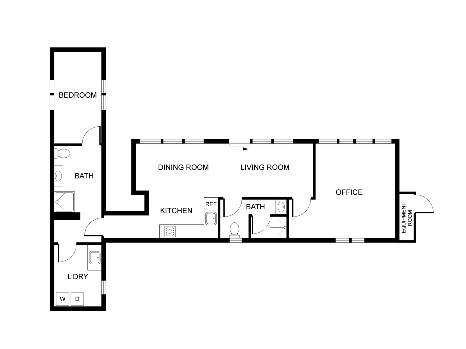 Floor plan diagram of a house layout with rooms labeled