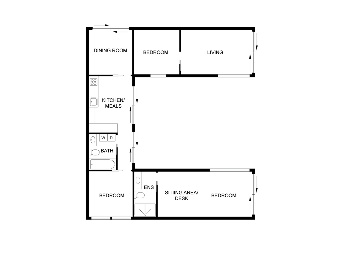 Floor plan of a residential property with labeled rooms.
