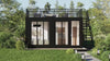 An outdoor container home with rooftop, with 1 bedroom, bathroom, guest room including modern furnitures.