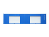 Blue shipping container with white doors on a white background