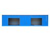 Blue shipping container storage on a white background