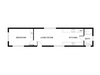 Floor plan of a small apartment layout with bedroom, living room, kitchen, and bath.