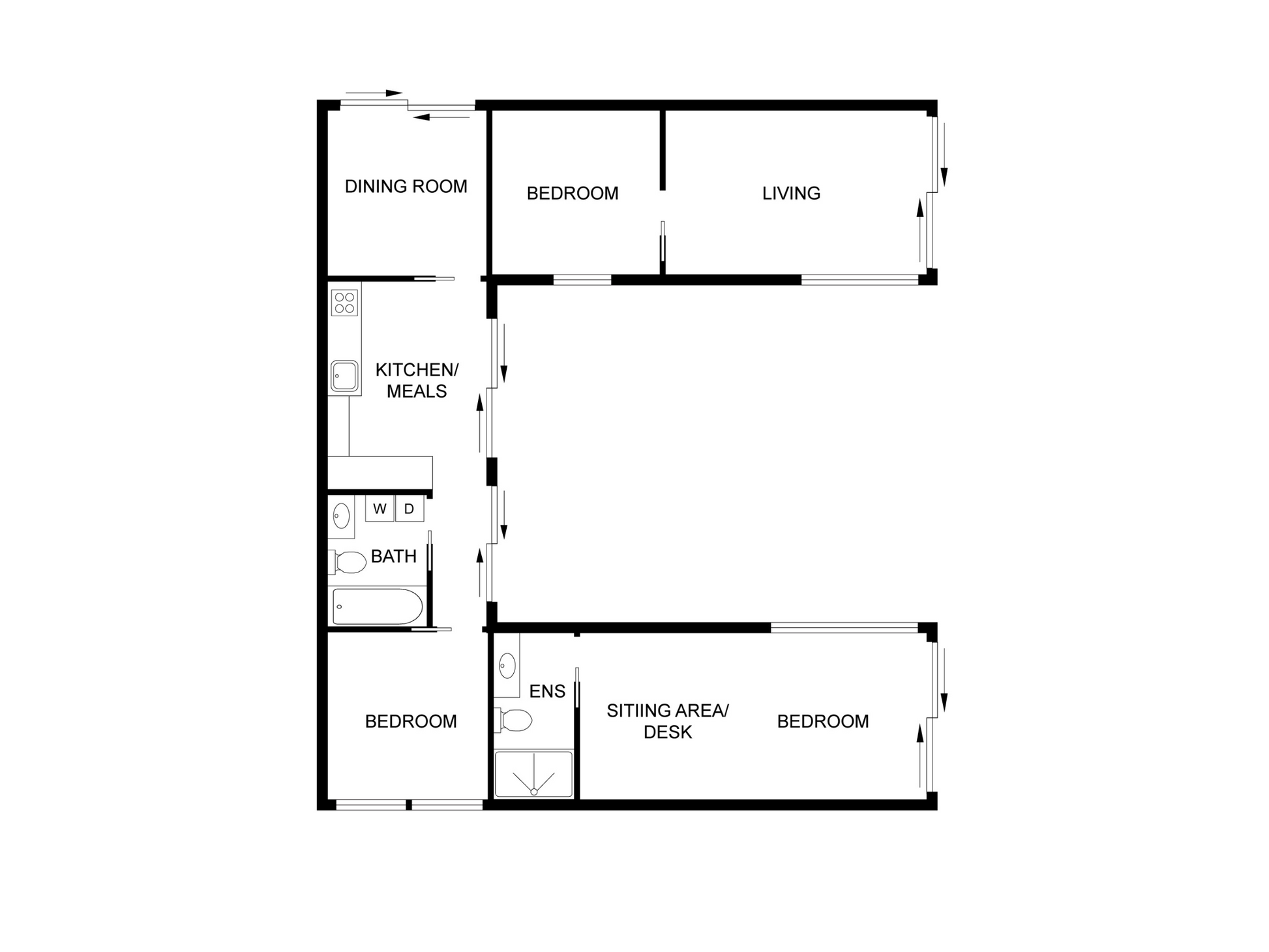 Floor plan of a residential property with labeled rooms.