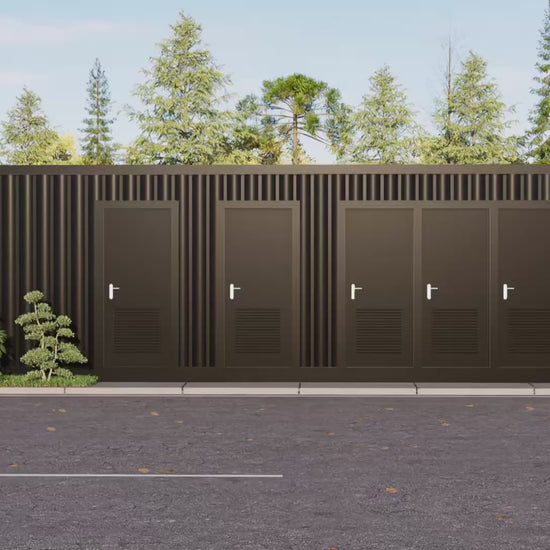 A video showcasing modern container restroom's interiors and features. 