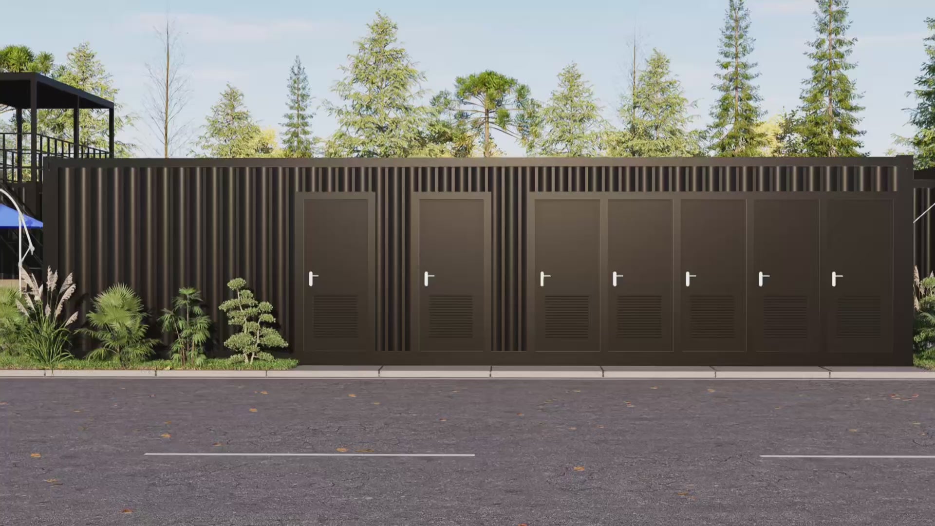A video showcasing modern container restroom's interiors and features. 