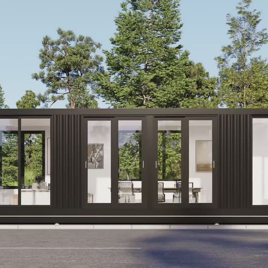 A video by Kozzi Space, showcasing container office and its conference room, bathroom, and executive desk. Its interiors are decorated with luxury Furnitures and features. 