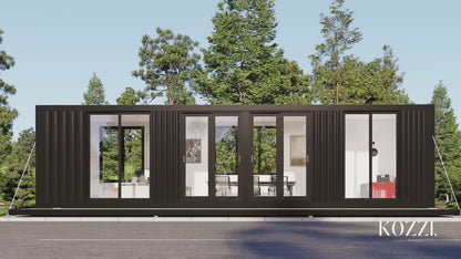 A video by Kozzi Space, showcasing container office and its conference room, bathroom, and executive desk. Its interiors are decorated with luxury Furnitures and features. 