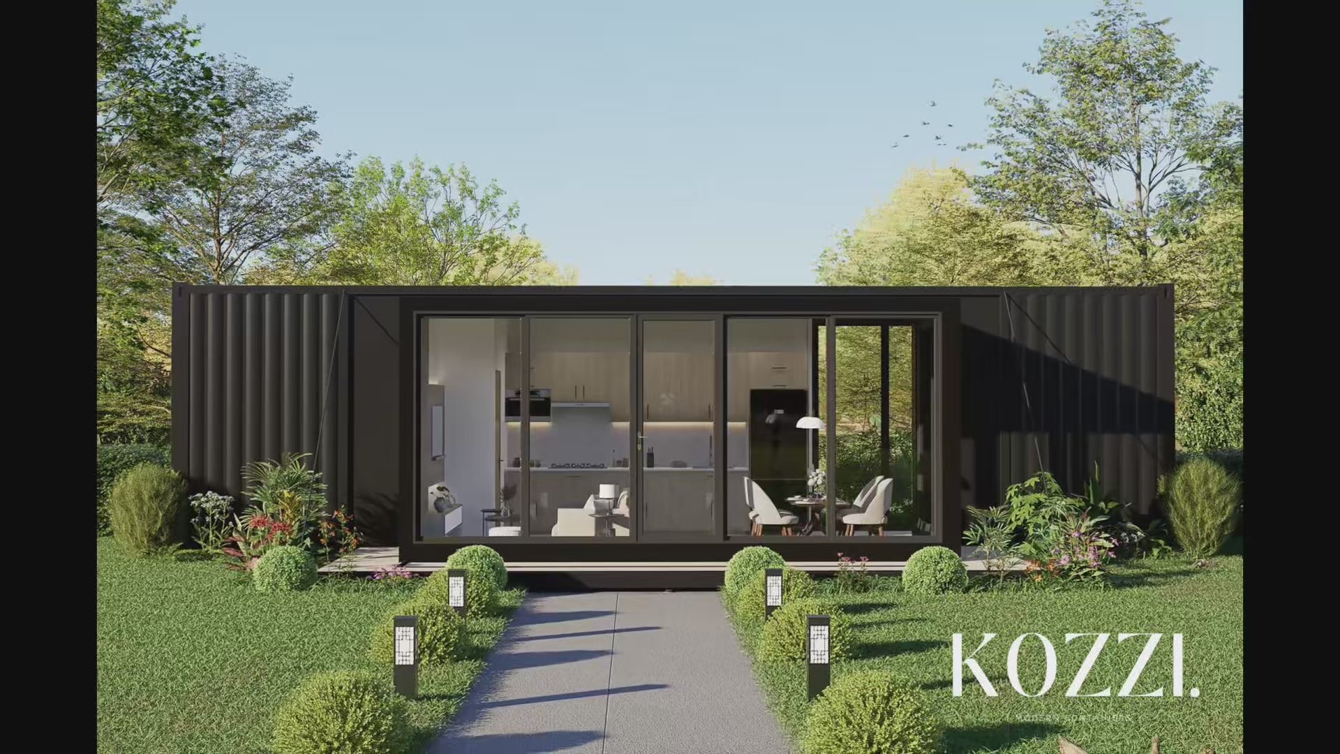 A container modular unit's image with instrumental music